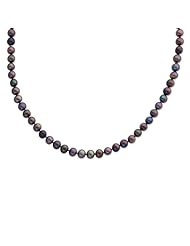 Sterling Silver 7-8mm Black Freshwater Cultured Pearl Necklace