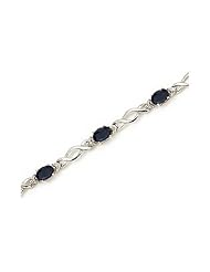 10K White Gold Oval Sapphire and Diamond Bracelet