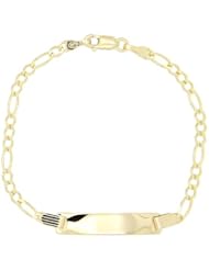 14kt Yellow Gold Bar Style Personalize Engravable Id Identification Bracelet for Child