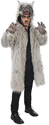MAGIK COSTUMES Deluxe Wolf Animal Coat, Silver