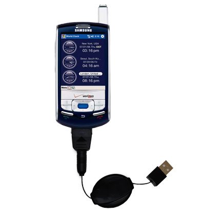 Retractable USB Cable for the Samsung SCH-i830 with Power Hot Sync and Charge capabilities - Gomadic Brand w/ TipExchange Technology