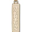 American Univ Vertical "American" Charm/Pendant -14K/10K, Stainless Steel or Gold Plated
