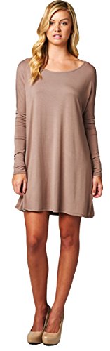 Womens Casual Feminine Long Sleeve Tunic Shirt Dress