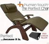 The Human Touch Power Electric Perfect Chair Recliner - PC95 / PC-095 Dark Walnut Recline Wood Base Sage Dark Green MicroSuede Pads - Interactive Health Zero Anti Gravity Chair
