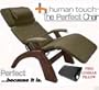 The Human Touch Power Electric Perfect Chair Recliner - PC95 / PC-095 Dark Walnut Recline Wood Base Sage Dark Green MicroSuede Pads - Interactive Health Zero Anti Gravity Chair