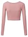 Doublju Womens Classic Long Sleeve Crop top