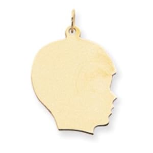 Buy 14k Gold Plain Large .009 Gauge Facing Right Engraveable Boy Head Charm by GOLDIA