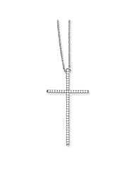 Brilliant Embers - 925 Sterling Silver Cubic Zirconia Fancy Cross Necklace