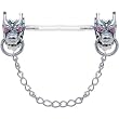 Invisible Bioplast Pink Gem Sterling Silver Demon Nipple Shield