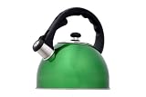 Creative Home Satin Splendor Metallic 2.8 Quart Whistling Tea Kettle, Emerald Green