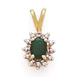 10k Gold, Diamond & Emerald Pendant (0.35ctw)