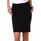Button Tab Above the Knee Pencil Skirt with Pockets