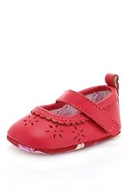 Leather Riptape Cut-Out Pram Shoes