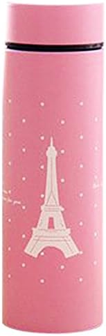 Nuonasi Eiffel Tower Stainless Steel Portable 300ml Vacuum Cup Flask Pink