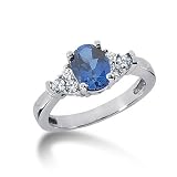 1.75 Ct Diamond Sapphire Ring Engagement Oval Cut Prong Fashion 14k White Gold
