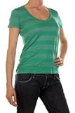 Splendid Slub Shadow Stripe Short Sleeve Scoop in Emerald