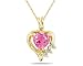 Heart Shape Pink Topaz & Diamond Pendant in Yellow Gold