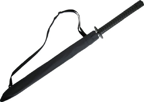 KIKKERLAND(キッカーランド) サムライアンブレラ 日本刀風侍雨傘 ブラック ストラップ付(専用巾着袋入り)