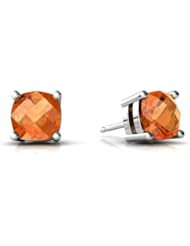 Genuine Fire Opal 14kt White Gold Earrings