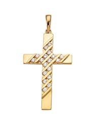 Ann Harrington Jewelry 14k Yellow Gold 3/8 Ct Tw Diamond 28 X 18 mm Cross Pendant