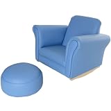 from xs-stock Childrens PU Leather Look Rocker Armchair & Stool Blue