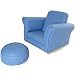 Childrens PU Leather Look Rocker Armchair & Stool Blue