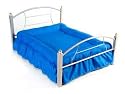 Dog Bed 36"x28" Platinum Frame, Blue Cushion