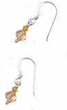 Baerreis - Swarovski Crystals, Light Peach, Pink Crystal Accent, Drop Earrings Sterling Silver French Earwires - Hand Crafted Artisan Jewelry USA Cool Dreamy Fashion