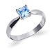 Sterling Silver Band Princess Cut Blue Cubic Zirconia Ring Size 5 to 9