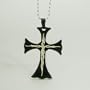 Strong and Distinctive: Designer Inspired Black Cross Stainless Steel Uni-sex Pendant Fire Necklace for Adult Ball Chain for Men Presentation Box J1203