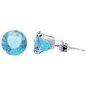 Buy 10 MM Round Aquamarine Cubic Zirconia .925 Sterling Silver Post Friction Back Stud Earrings by Gem Avenue