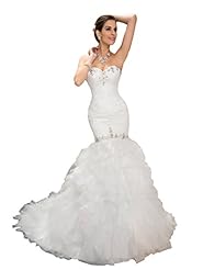 Plus Size Strapless Beaded Lace Fitted  Organza Floor Length Mermaid Sweetheart  Dress with a Brush/Sweep Train  With Ruffles
