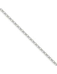 14k White Gold 7in 3mm Solid Double Link Charm Bracelet. Metal Wt- 1.92g