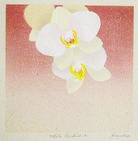 【版画】白いらん　- 4 White Orchid - 4：宮山　加代子