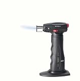 BonJour Creme Brulee Chef's Culinary Torch with Fuel Gauge, Black