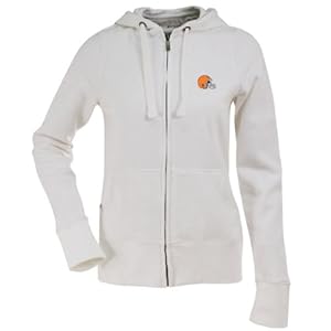 NFL Women's Cleveland Browns Signature Full Zip Hood (White, Large)