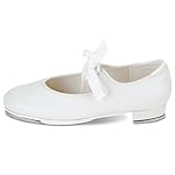 Danshuz Womens Size 4.5 White Patent Grosgrain Ribbon Dance Tap Shoe