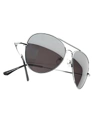 Silver Mirror Aviator Sunglasses by FASH Limited