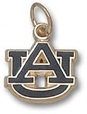 Auburn Tigers Solid 10K Gold ''AU'' 3/8'' Enamel Pendant