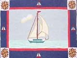 ZC Applique II Theme Nautical Ocean extra small area rugs 2'X3'