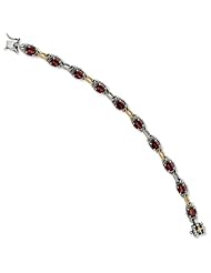 Sterling Silver with 14k Yellow Gold 9.05 Garnet 7.75in Bracelet