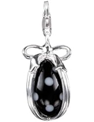 SilveRado(tm) VRG155-13 Verado Murano Glass Dotty Black Bead / Charm