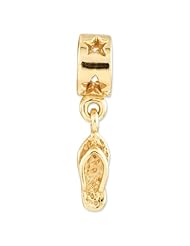 Sterling Silver Gold-plated s Flip Flop Dangle Bead by Reflection Beads, Best Quality Free Gift Box Satisfaction Guaranteed