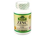 Alfa Vitamins Zinc Gluconate 50 mg 100 tablets Immune Prostate Health