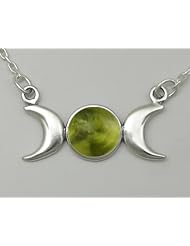 A Beautiful Triple Goddess Symbol, Accented with Genuine Peridot