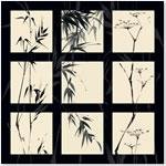 Asian Grass Squares On Black Art Print Poster By Chris Paschke, 27  x 27 