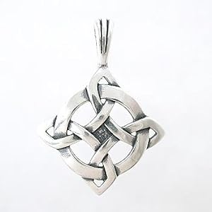 Round Celtic Knot with LUCK Inscription Pendant in Sterling Silver for Men or Women, #8261