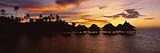 Silhouette of Stilt Houses on the Beach, Bora Bora, French Polynesia Photographic Poster Print by Panoramic Images , 40x120