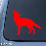 WOLF HOWLING - Dog Coyote - Car, Truck, Notebook, Vinyl Decal Sticker #1185 | Vinyl Color: Red