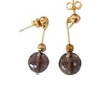 Smoky Quartz Earrings 10 Dangle Faceted Brown Gold Plated Crystal Healing Gemstone 1